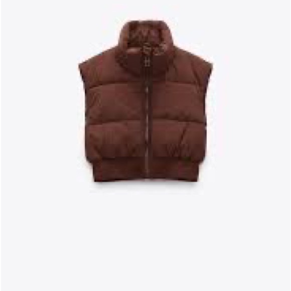 Zara Brown Puffer Vest - Picture 2 of 8